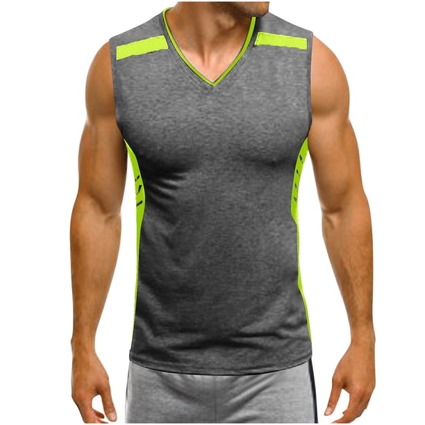 pstuiky Camiseta sin mangas para hombre, Camiseta deportiva y casual de cuello redondo de color liso para hombre. Tops elegantes para mujer m