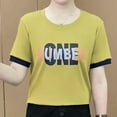 thumbnail image 4 of Women's Letter Print Round Neck Short Sleeve T-Shirt, 4 of 4