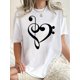 thumbnail image 1 of Camiseta de mujer de verano con Cuello RedondoMusic Note Heart Pattern Print Women'S Fashion T-Shirt, Casual Crew Neck Short Sleeve Top, Comfortable Polyester Knit Fabric with Medium Stretch, Geomet, 1 of 7