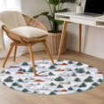 thumbnail image 4 of Round Rugs 4Ft, Farmhouse Christmas Round Area Rug Washable Indoor Throw Carpet, Green Xmas Tree Snowflake Soft Non Slip Circle Rug for Kitchen Nursery Room Home Decor Aesthetic, 4 of 8