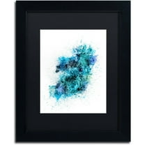 Trademark Fine Art "Ireland Map Paint Splashes" Canvas Art by Michael Tompsett, Black Matte, Black Frame