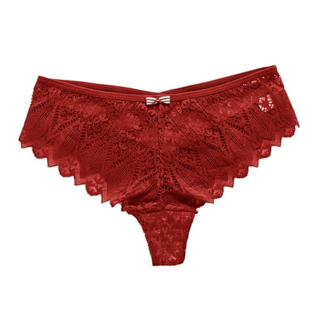 DondPO Womens Underwear For Women Crochet Lace Panty Sexy Hollow Out Underwear Womens Sexy Underwear Seamless Underwear For Women Red L Clearance