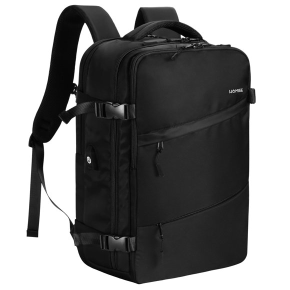 Mochila portátil de viaje HOMIEE para hombre y mujer, color negro