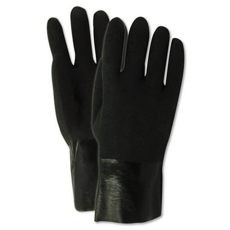 Pvc Gauntlet - Magid MultiMaster Sand Finish PVC Coated 12 inch Gauntlet Gloves, 12 Pairs