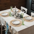 thumbnail image 6 of 50 Pieces Burlap Placemats 15 Inch Round Reusable Brown Table Mats Natural Jute Fibers Placemats Bulk Circle Rustic Table Decorations for Dining Wedding Holiday Farmhouse Supplies, 6 of 14