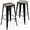 Black, variant on XgoodX  30 Inch Metal Bar Stools with Square Solid Elm Wood Seat Top, Backless Stackable Industrial Barstools Set of 2 (Black)
