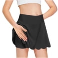 thumbnail image 2 of Girls Golf Skirt, Athletic Tennis Skirts with Shorts Solid Color High Waisted Skorts for Workout Maxi Skirt Black 4Y, 2 of 9