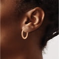 thumbnail image 3 of 14K Rose Gold 3X15mm Twisted Round Omega Back Hoop Earrings (21 X 21) Made In Peru pre942r, 3 of 5