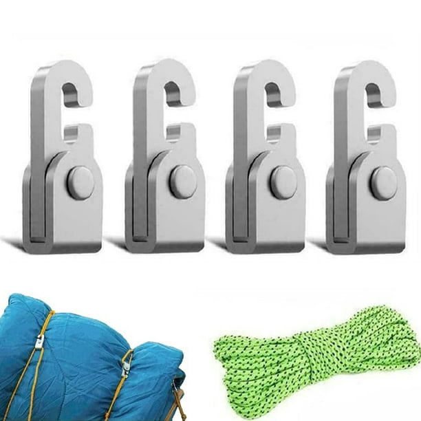 Automatic Lock Hook 4 Pcs Self-locking Free Knot Easy Tighten Rope Kit With  Rope