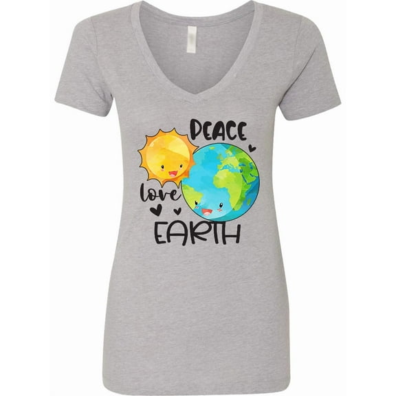 Inktastic Earth Day Peace Love Earth Women's V-Neck T-Shirt
