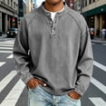 thumbnail image 2 of T-Shirts for Man, Vintage Distressed Long Sleeve Button Up Denim Pullover, Mens Vintage Henley Shirts with Button Placket for Casual, 2 of 6