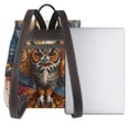 thumbnail image 3 of Gaeub Colorful Owl Tattoo Art Print Women's Leather Backpack,Travel Laptop Backpack,Fashion Ladies Leather Backpack Bag for Travel,Leather Drawstring Daypack for Me, 3 of 4