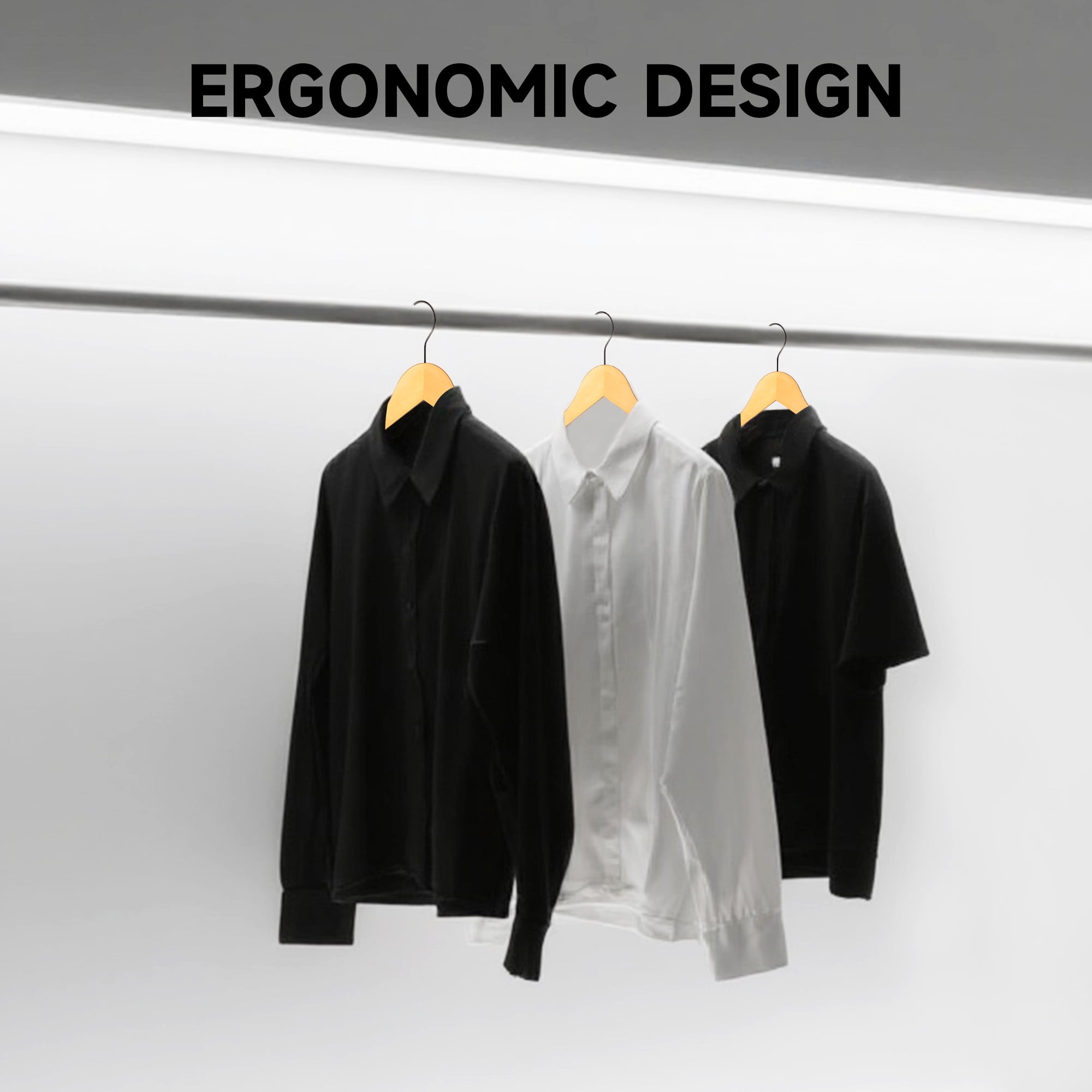 BP4U 12-Pack Premium Wooden Clothes Hangers with Clips, Solid Wood Skirt/Pant Hangers with Adjustable Clips for Suits, Dresses, Coats, Jackets, Trousers(Natural Wood)