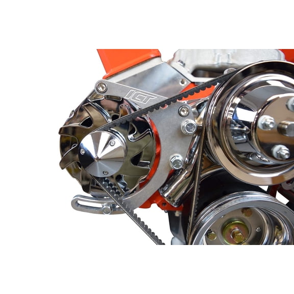 ICT Billet SBC Adjustable Alternator Bracket Low Mount Kit Compatible with Small Block Chevy 305 327 350 5.0L 5.7L V8 Long Water Pump for V Belt 551672