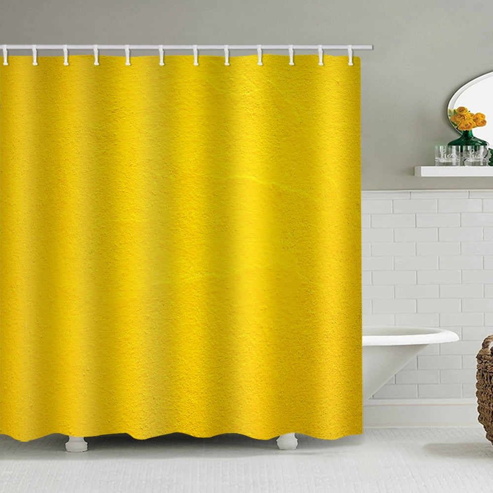 Fabric Shower Curtain Yellow Concrete Wall Machine Washable Digital