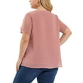 thumbnail image 4 of MODA NOVA Juniors Plus Size Blouses Pin Dots Round Neck Cute Basic Top Pink 1X, 4 of 7