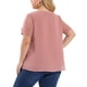 thumbnail image 3 of Blusas de mujer de tallas grandes Agnes Orinda con puntos suizos, de manga corta y cuello con muesca, primavera verano 5X rosa, 3 of 6