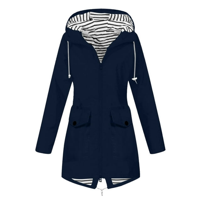 Veste de Pluie Solide pour Femmes, Grande Taille, Imperméable, Coupe-Vent, Ample