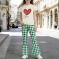 thumbnail image 3 of Stamzod 2 Piece Outfits for Girls Love Printed Short Sleeve T-Shirt and Flared Pants Lounge Set Girls Summer Clothes Green 7-8 Years, 3 of 9