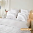 thumbnail image 7 of XeGe Set of 2 Fluffy Faux Rabbit Fur Pillowcases, Cozy Luxury Striped Plush Fuzzy Zippered Pillow Cases, Decorative Shaggy Furry Ribbed Long Pillow Shams for Bedroom Living Room 20x36, King, White, 7 of 7