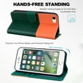 thumbnail image 4 of Cute Cartoon Wallet Phone Case for iPhone 7/8/SE 2020/SE 2022, with Card Holder Soft PU Leather Kickstand Cover for Men and Women Magnetic Shockproof Protective with Lanyard, Darkgreen, 4 of 9