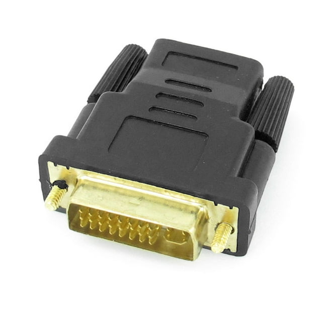 Adaptador negro tono dorado DVI-I Doble Enlace 24+5 macho a conector hembra