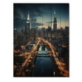 thumbnail image 3 of Designart "At Night Charlotte Cityscape art painting II" Cityscapes Print on Natural Pine Wood, 3 of 5