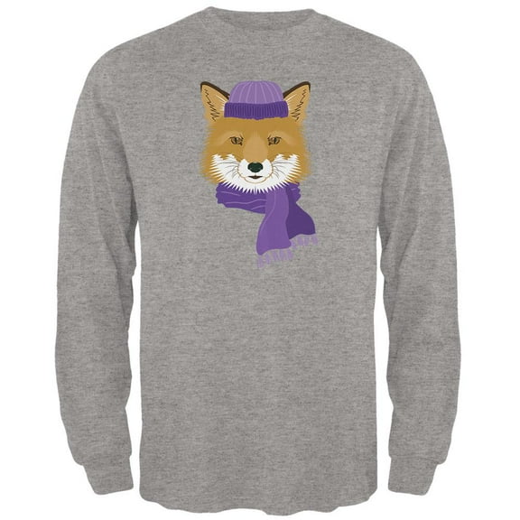 Winter Fox Heather Grey Adult Long Sleeve T-Shirt