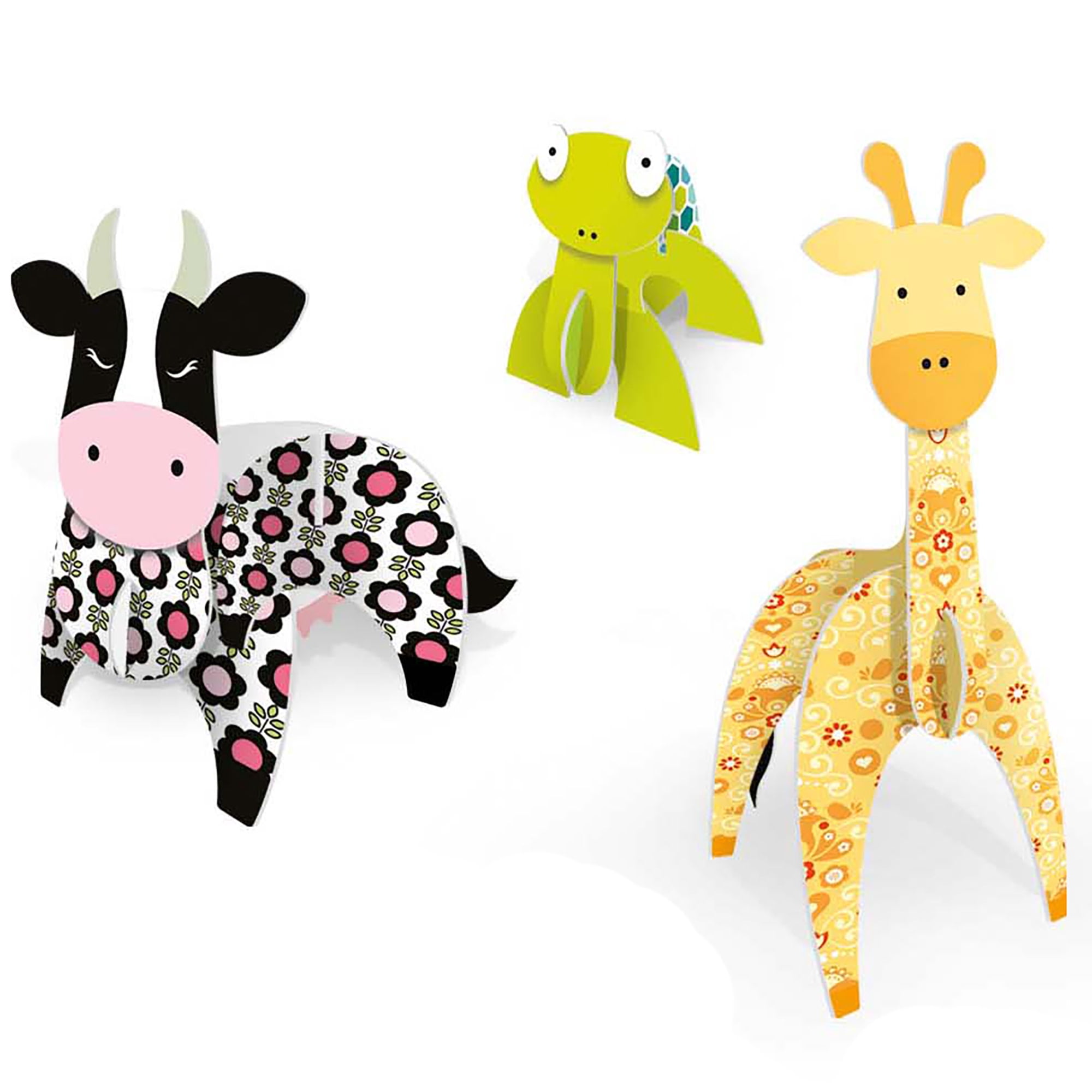 Headu: Make 3D Animals - DIY Build-Decorate-Create 10 Freestanding Animals, Fold & Connect Cardboard Pieces, Mix & Match Styles, Stickers, Kids 4+