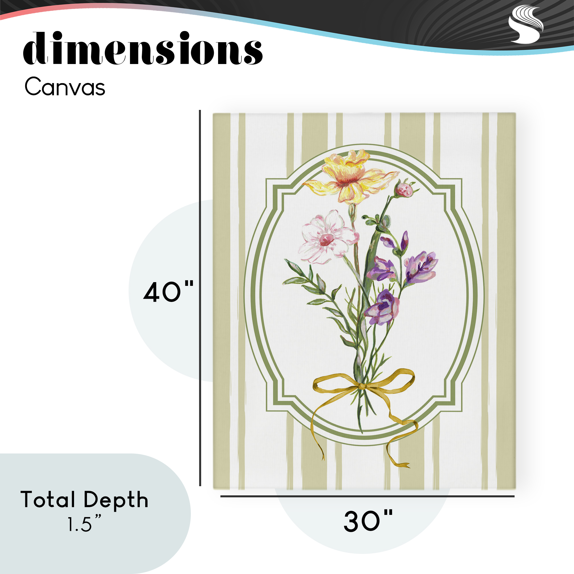 Vintage Wildflowers with Ribbon Canvas Wall Art, design by Adonna Ebrahimi