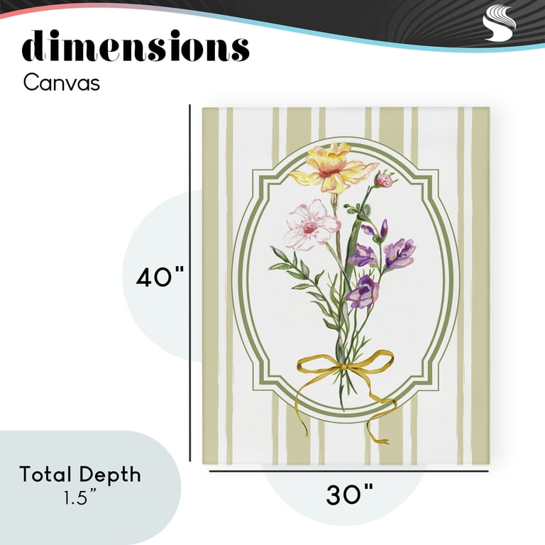 Vintage Wildflowers with Ribbon Canvas Wall Art, design by Adonna