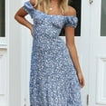 thumbnail image 3 of Robe Imprimée sur l'Épaule Robe Midi Robe Courte Manches Courtes Femme Tenues d'Été, XL, 3 of 8