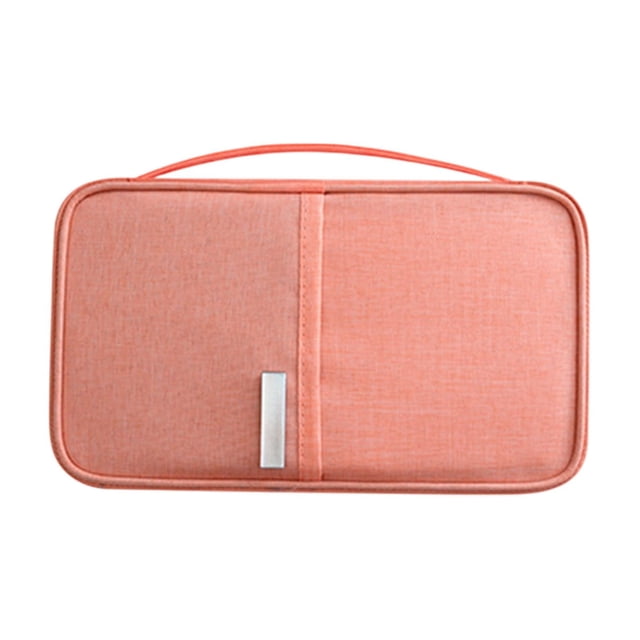 Pink Multi Functional Travel Passport Holder Card Document Organizer Small Size 8.46X4.92X0.79 Inches Cloth Rfid Blocking Id Storage Wallet For Men Women
