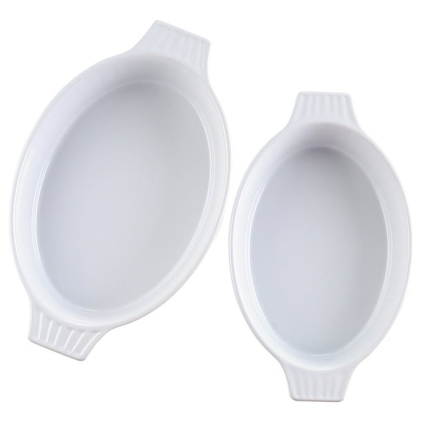 MALACASA, Series Bake, 2Piece Porcelain Oval Baking Dish Set