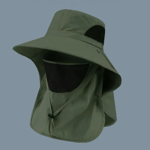 Sombrero de protección solar para el cuello, gorro de pesca integrado, montañismo, pescador transpirable, a prueba de viento, aleros grandes, Verano