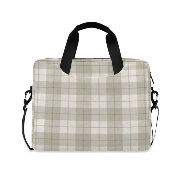 16inch Laptop Briefcase, Business Laptop Bag with Detachable Strap & Padded Compartment, Water-Resistant Polyester,Grid