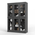 thumbnail image 4 of 100% Solid Wood 48.5" Pantry China Cabinet with Clear Glass Doors and Adjustable Shelves, 4 of 6