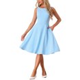 thumbnail image 2 of INSPIRE CHIC Sleeveless Work Dress for Women's Boat Neck High Waist Fit and Flare Dresses, 2 of 4