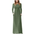 thumbnail image 2 of Brilliant Winter Dresses for Women Clearance Women Casual Long Sleeve Sexy Plus Size Loose Plain Pockets Long Maxi Dress Green S, 2 of 6