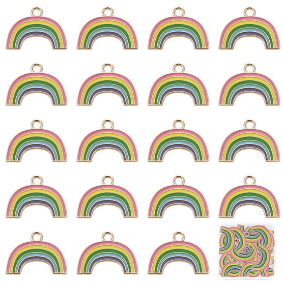 1 Box 1 Box 30Pcs Rainbow Charms Enamel Colorful Charms Weather Charms for Jewelry Making Multi Color Charms Rainbow Pendants Bulk Earrings Bracelets Keychain Necklace Supplies DIY Craft