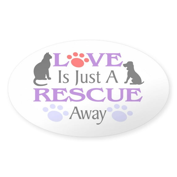 CafePress - Love &Amp; Rescue Sticker - Sticker (Oval)
