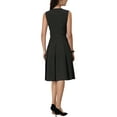 thumbnail image 4 of INSPIRE CHIC Women's Sleeveless Dress Zip Up Belted Fit & Flare Wear-to-Work Midi Dresses M Black, 4 of 7