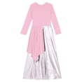 thumbnail image 5 of XUNZOO Kids Girls Metallic Church Robe Worship Gown Wide Leg Pants Set Liturgical Lyrical Praise Dance Dress Pink 10, 5 of 6