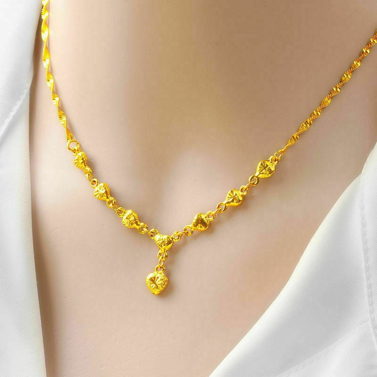 Dubai Collections Pure Solid 24K Figaro 5mm Gold Chain Necklace Plated Clasp Lifetime Guarantee USA Made 24 Inches Walmart