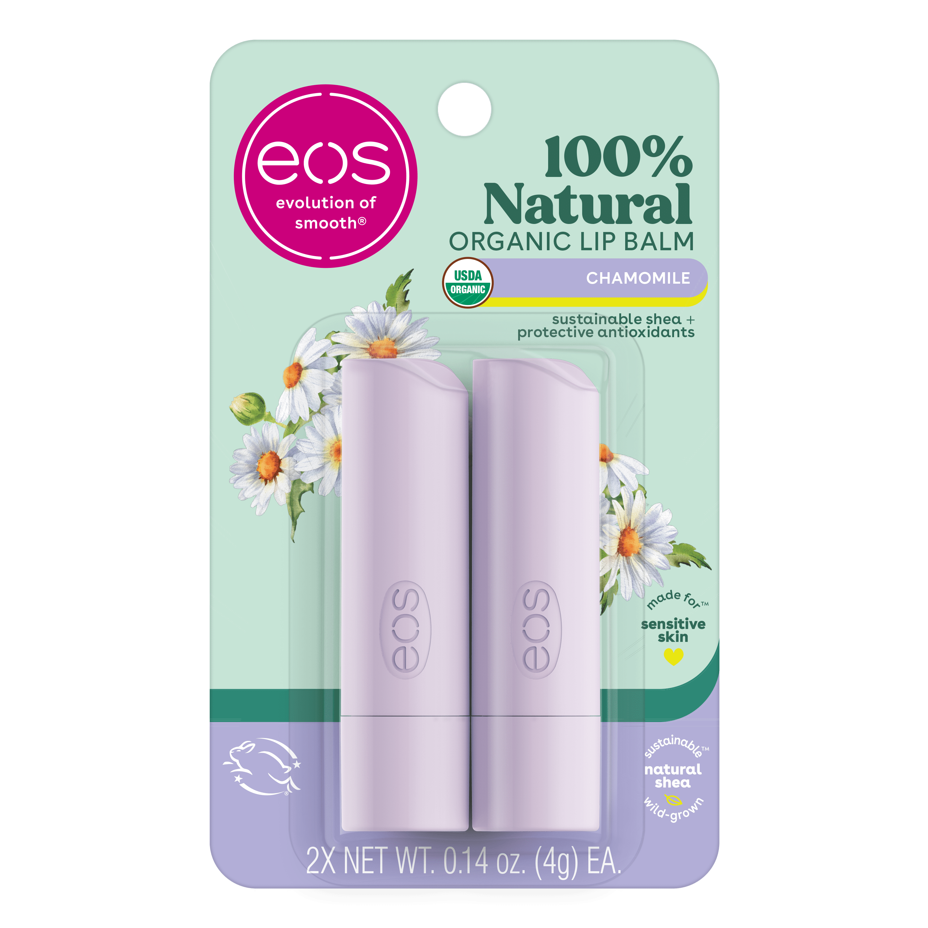 eos 100% Natural & Organic Lip Balm Stick - Chamomile | 0.14 oz | 2-pack -