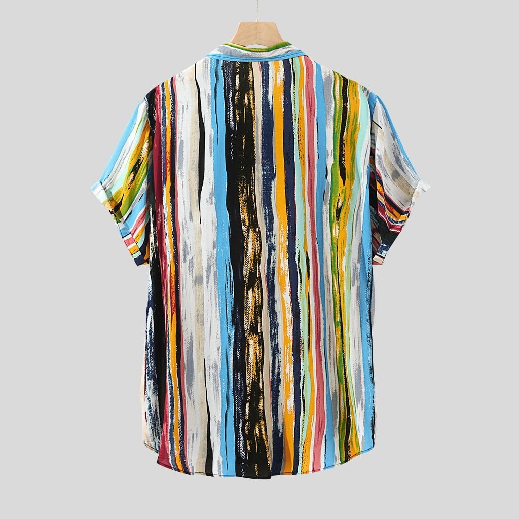 YKARITIANNA Fashion Mens Cotton Linen Pocket Stripe Short Sleeve Retro T Shirts Tops Blouse 2019 Summer