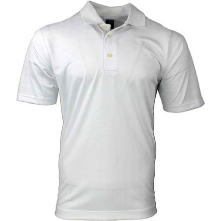 - Page & Tuttle Mens Box Texture Jacquard Jersey Golf Casual Polo - White L