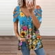 thumbnail image 2 of Top con cremallera y cuello en V de manga corta con hombros descubiertos para mujer con blusa recortada Pompotops  hkajfhjk466122, 2 of 4