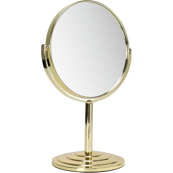1X 3X Magnifying Makeup Mirror Vanity Mirror for Tabletop Desk, Gold Standing Bathroom Cosmetic Mirror, Portable Double Sided Magnification Mirror