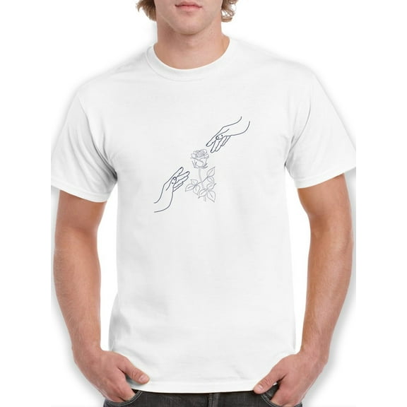 Hands And Roses Drawing Graphic Men White T-Shirt, Male Large